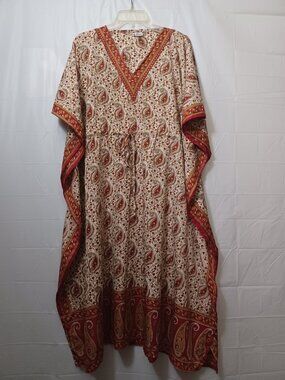 DIANA BOHO PAISLEY FLORAL PATTERN KAFTAN DRESS